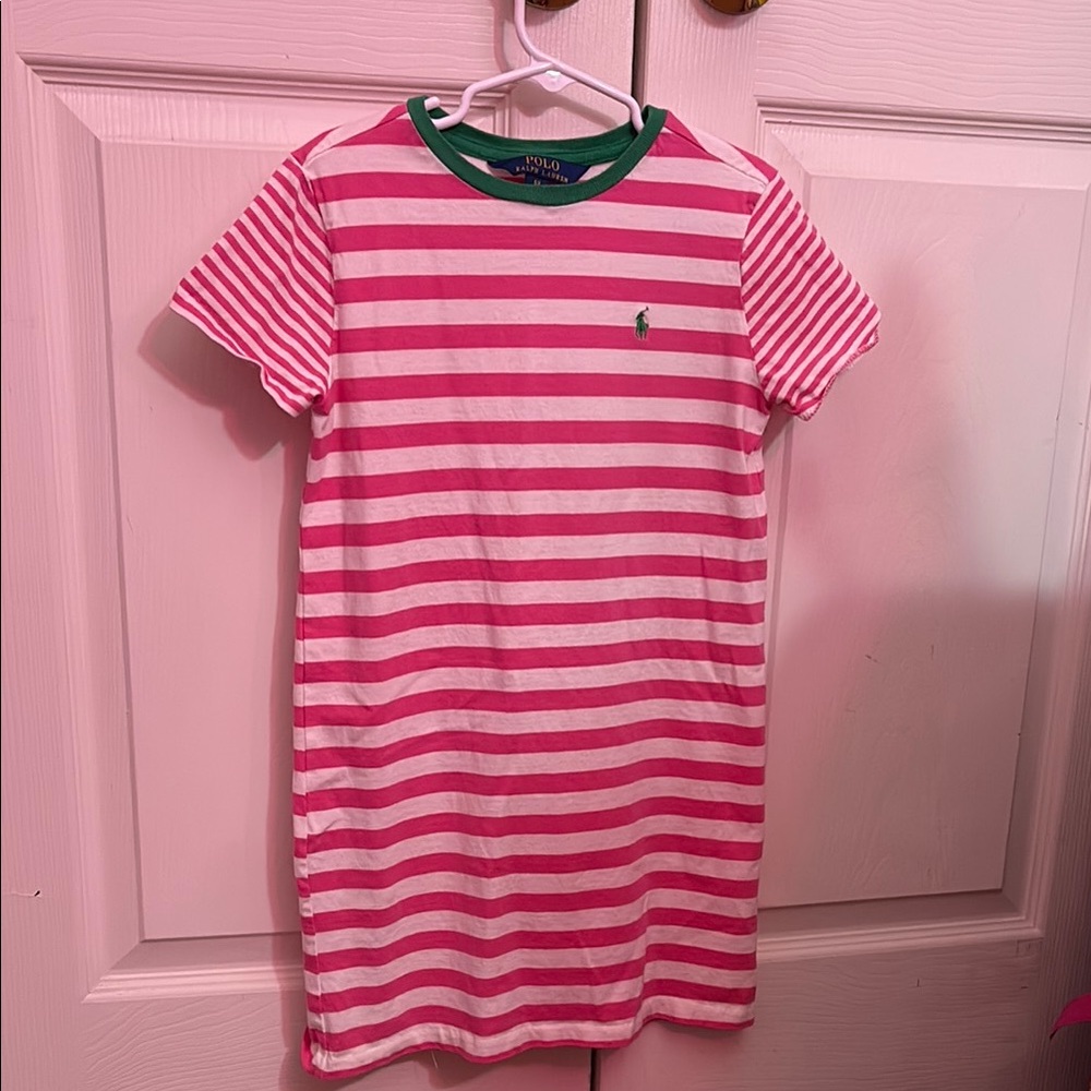 Ralph Lauren Kid Girl Pink and White Striped Dress
